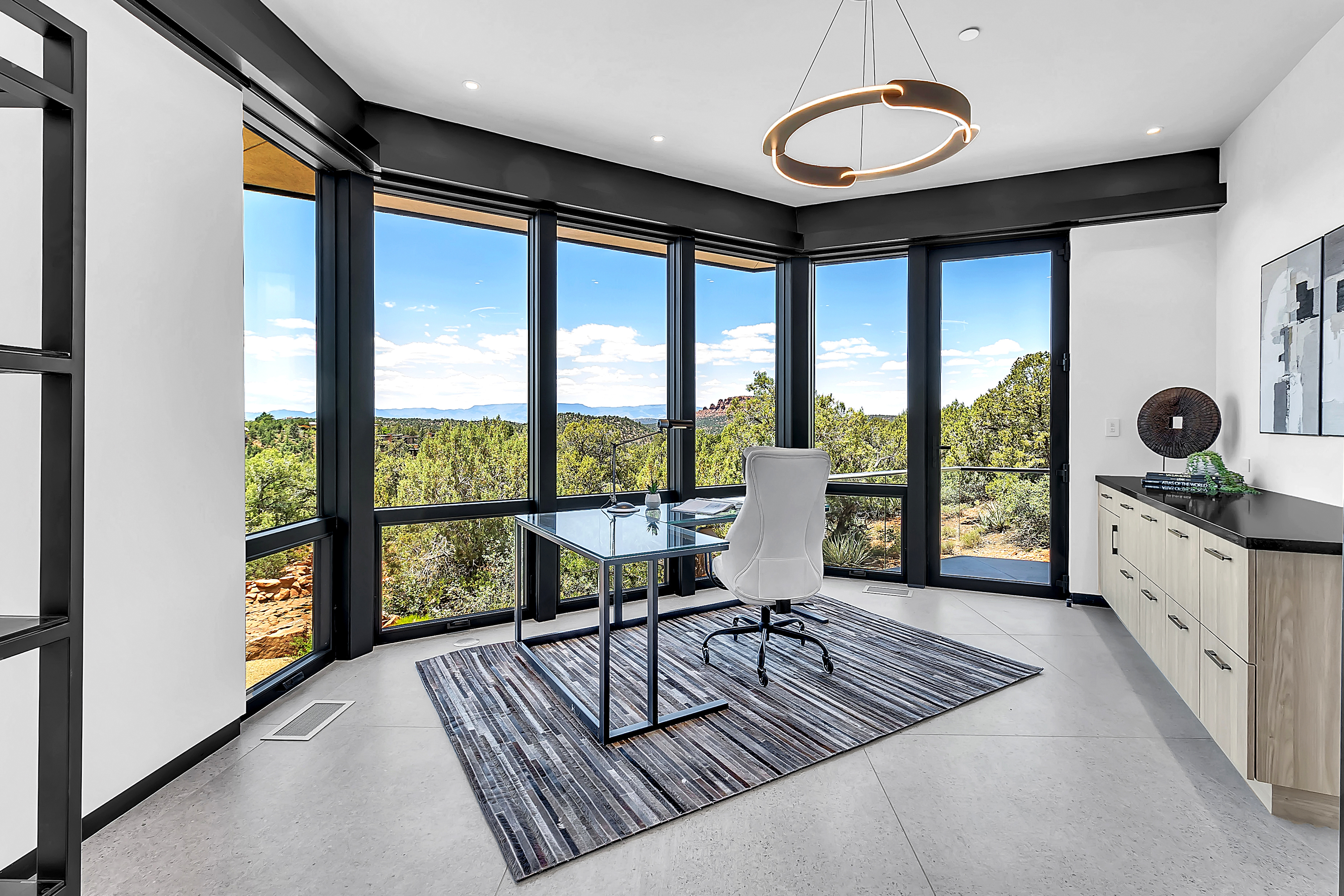Home office with 270 degree Sedona red rock views